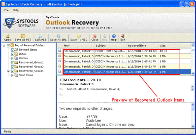 Free Outlook Recovery Software 3.8
